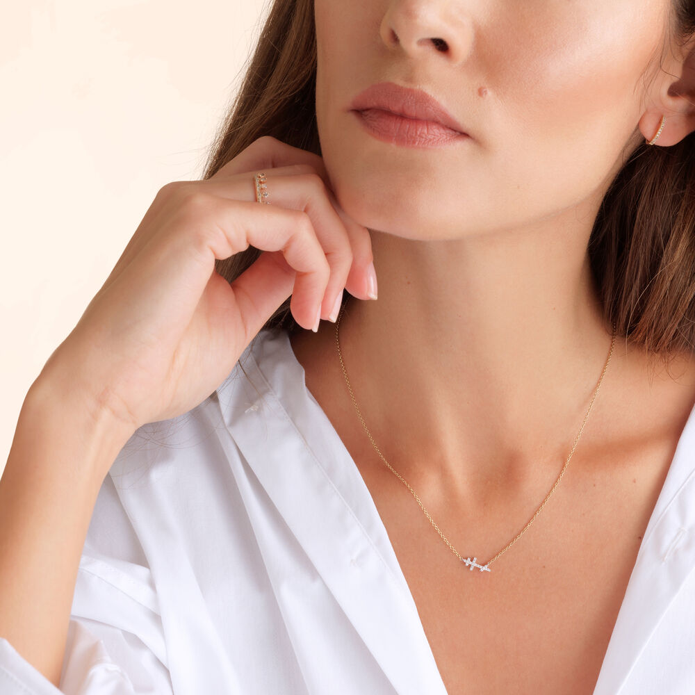 Love Diamonds 18ct Bi-Gold Diamond Cross Necklace | Annoushka jewelley